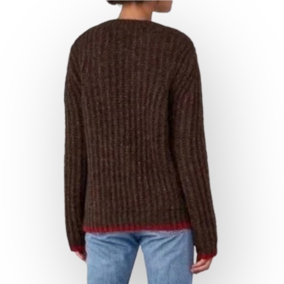 NWT La Ligne Sweater  V neck alpaca wool sweater, Brown, Size XS - Picture 2 of 15